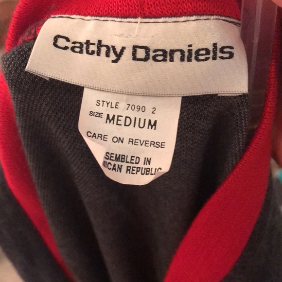 Cathy Daniels cardigan, size medium. Gray with red detailing. - Picture 2 of 2